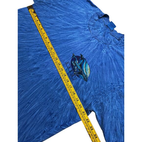VTG Crazy Shirts Hawaii Maui Wale Men Sz Large Blue  Dolphins Tie Dye Y2K Retro - Picture 4 of 11
